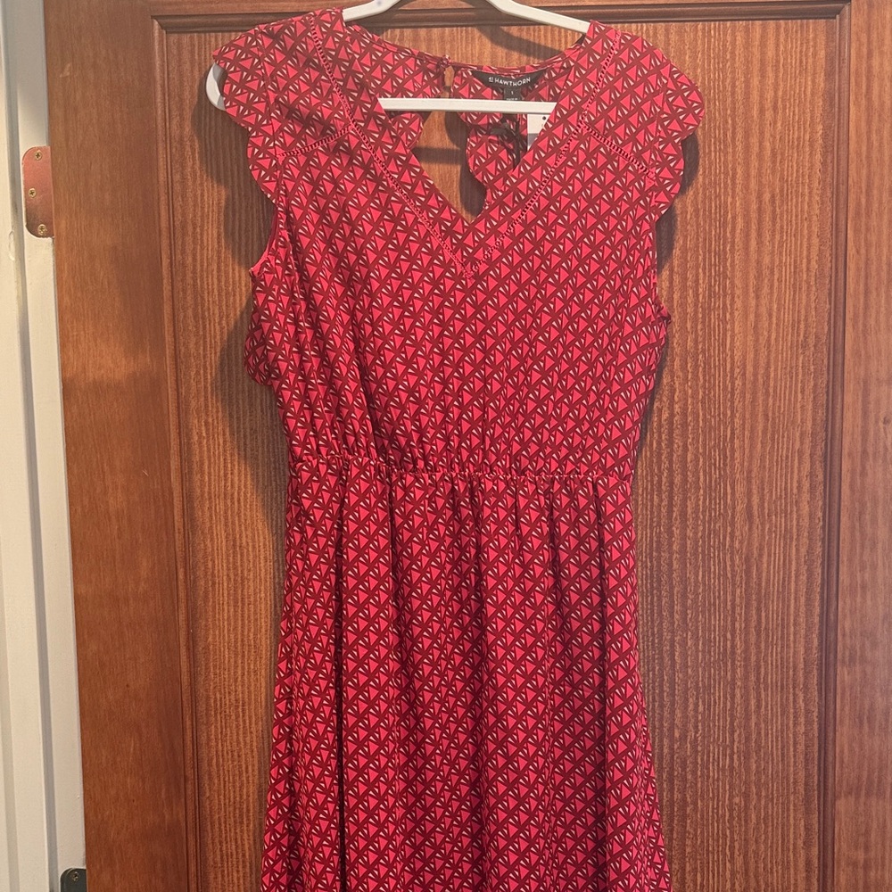 41 Hawthorn Red Geometric Midi Dress